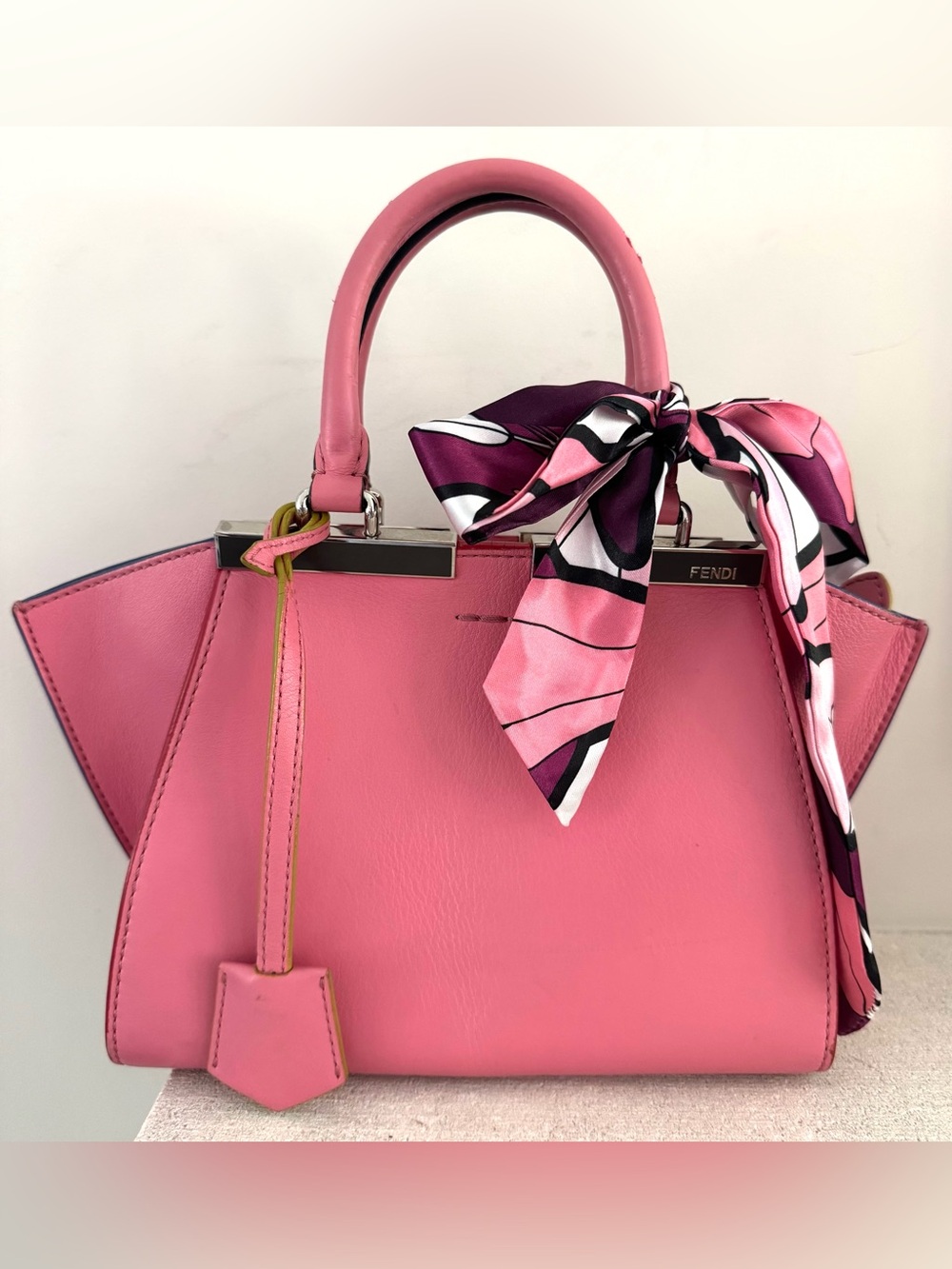 FENDI Petite 3Jours Pink Leather Satchel Crossbody COA - Picture 2 of 13